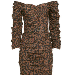 Nicholas Ruched Leopard Mini Dress *NEW + TAGS